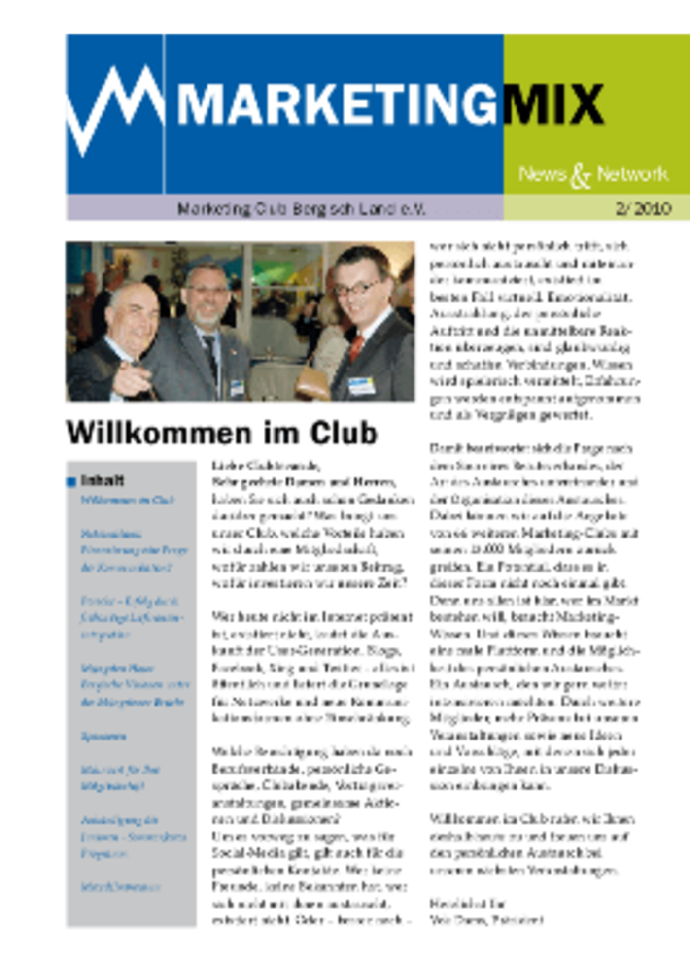 Club-Zeitung 'Marketing-Mix 02-2010'.